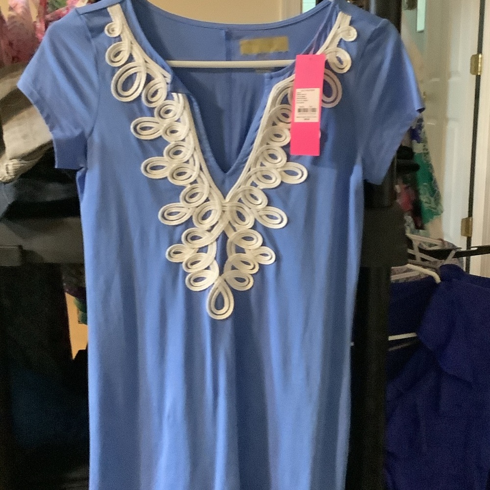 Lilly Pulitzer Blue Dress with White‎ Detailing, XS, new